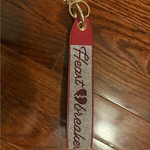 Victoria's Secret Red Rhinestone Logo Keychain Wristlet